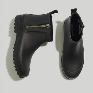 Madewell The Zip Up Lugsole Rain Boot MA441 Black 6
